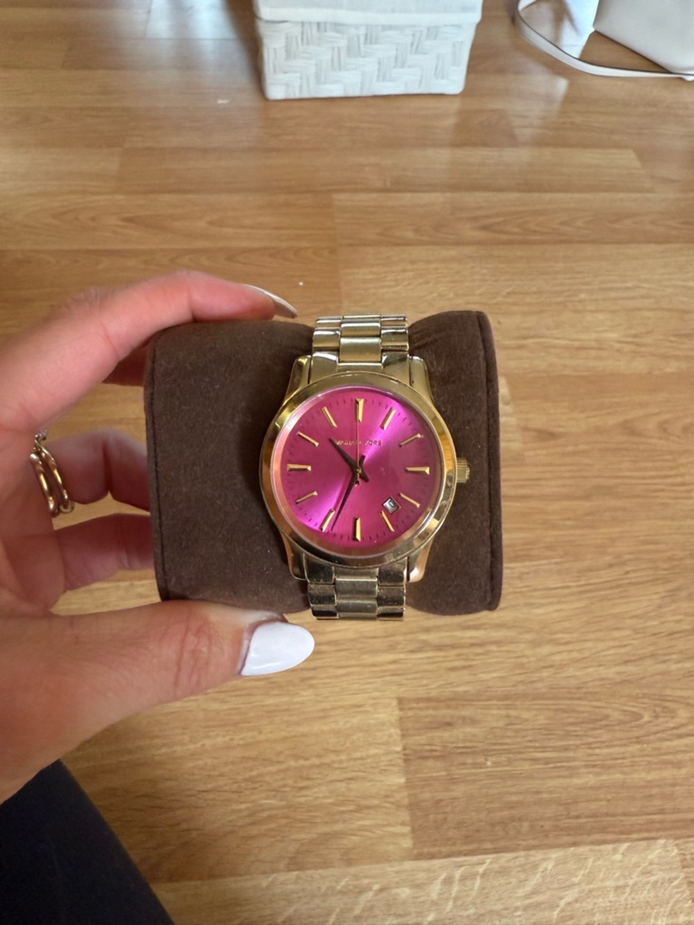 Gold-Tone Women's Watch with Pink Dial